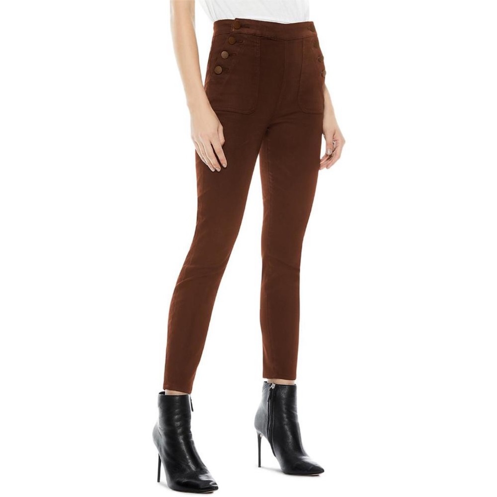 ALICE + OLIVIA HIGH WAISTED DONALD BROWN COATED SKINNY JEANS SIZE 29 NWT